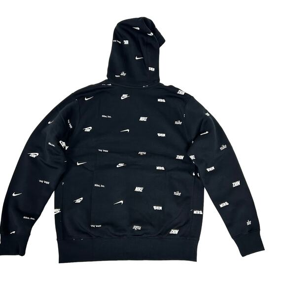 NWT Nike Club Fleece All Over Print Hoodie Men's BLACK FB7434-010 size M - Picture 2 of 4